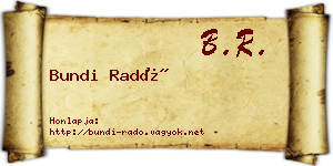 Bundi Radó névjegykártya